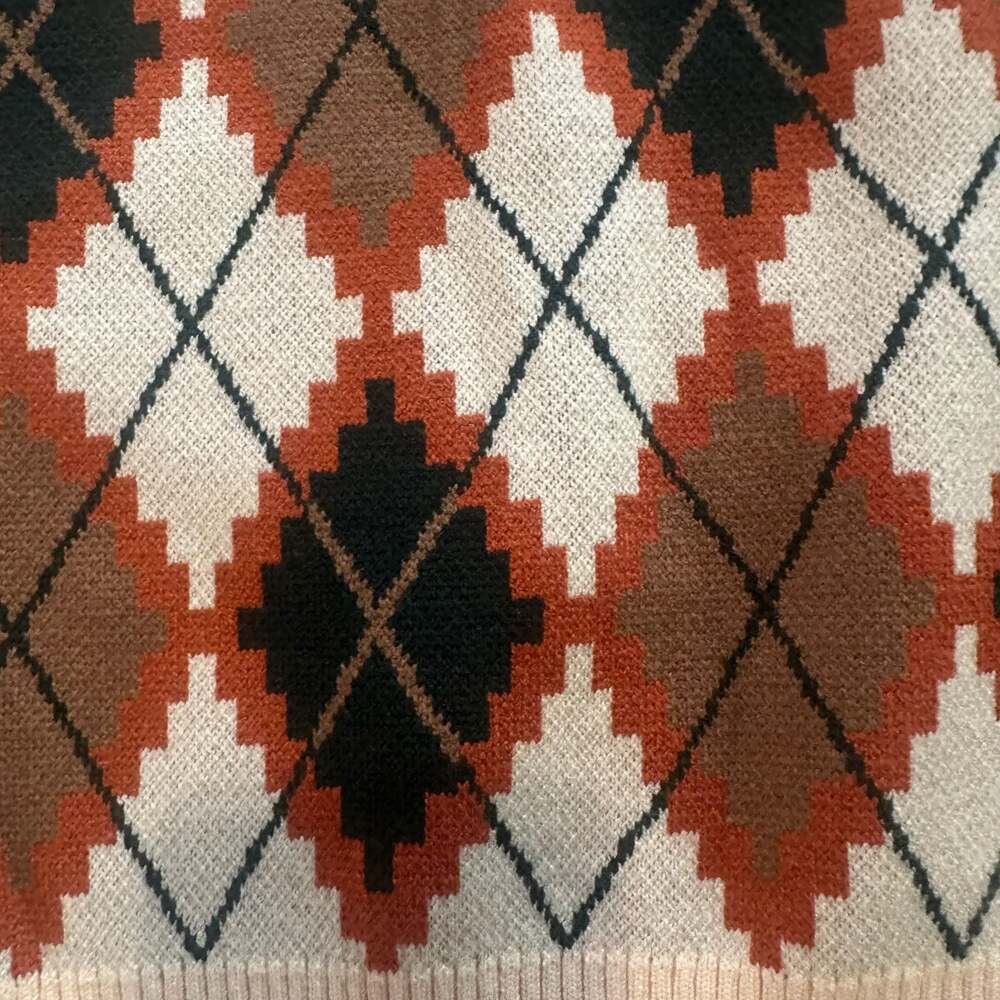 Vintage Style Argyle Knit V-Neck Sweater Vest - Picture 5 of 6